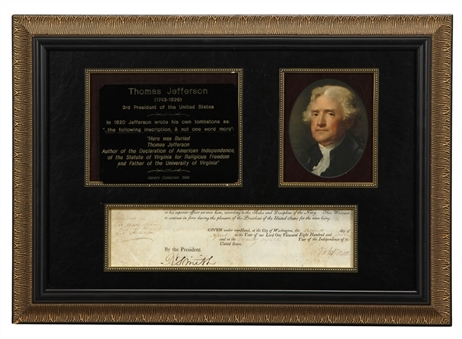 1804 Thomas Jefferson Signed Naval Warrant In 15 x 22 Framed Display (PSA/DNA)